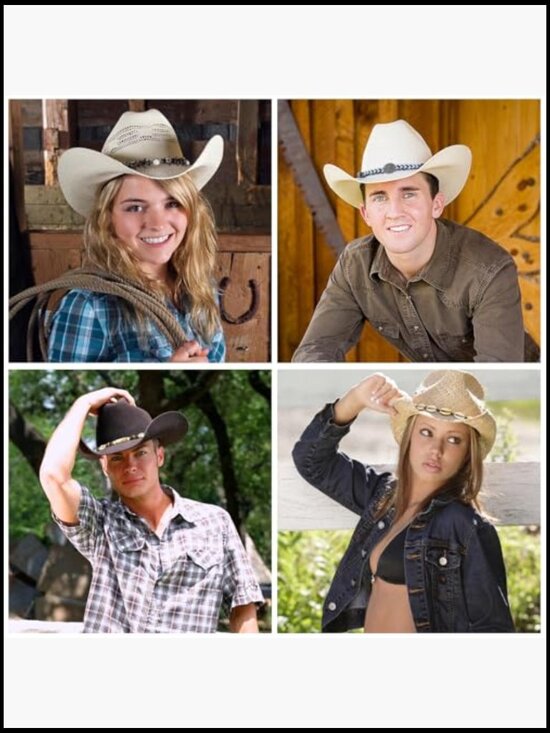 10 Pack Cowboy Hat Bands Faux Leather Turquoise Braided Adjustable Western main image 4